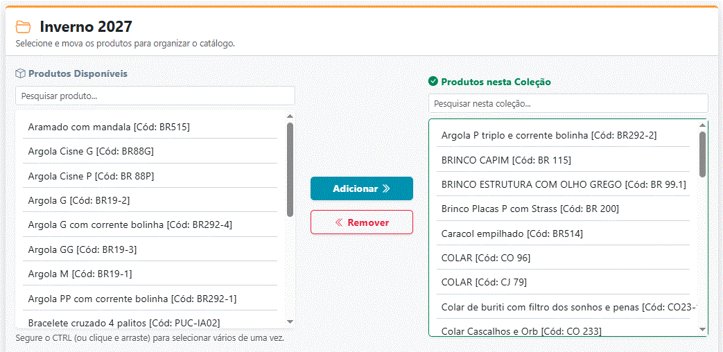 Demonstração de Catálogos e Coleções